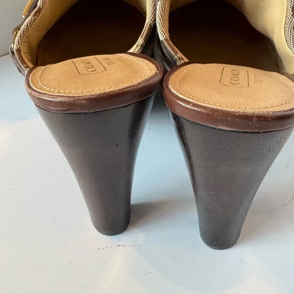 Vintage Coach Ivy  Mule Platforms  in Tan and Brown, 4 inch heel - Picture 5 of 16